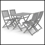 vidaXL 5 Piece Garden Dining Set Solid Acacia Wood Grey by vidaXL