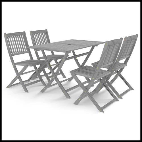 vidaXL 5 Piece Garden Dining Set Solid Acacia Wood Grey by vidaXL