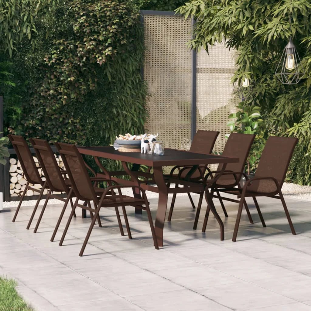 vidaXL vidaXL Garden Table Black 140x70x70 cm Steel and Glass - Garden Table