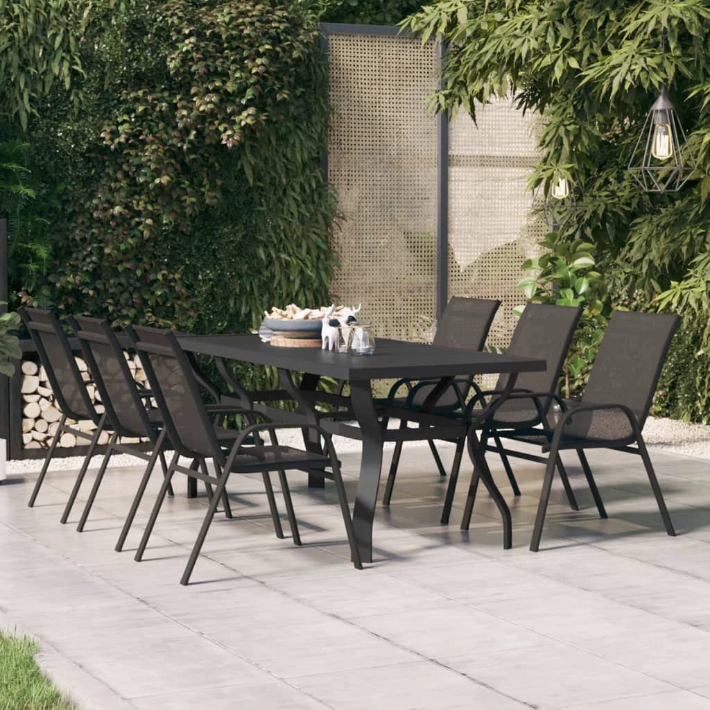 vidaXL vidaXL Garden Table Black 140x70x70 cm Steel and Glass - Garden Table