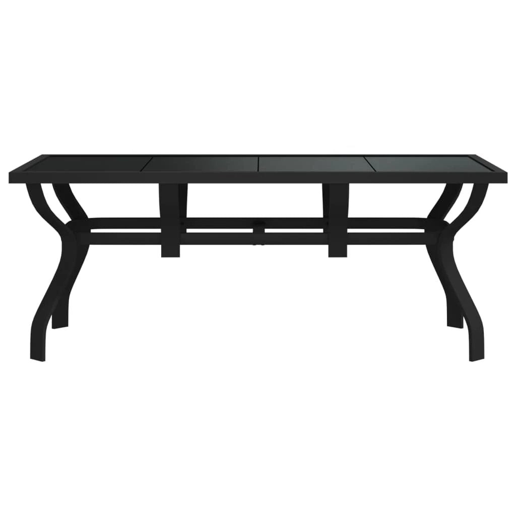 vidaXL vidaXL Garden Table Black 140x70x70 cm Steel and Glass - Garden Table