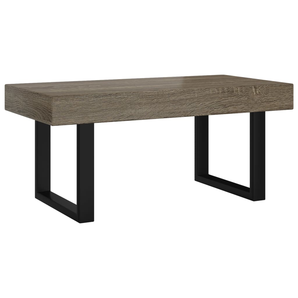 Modern Coffee Table 90x45x40 Cm MDF Top In Grey And Black With Iron Frame For Living Room - vidaXL - Home Symphony