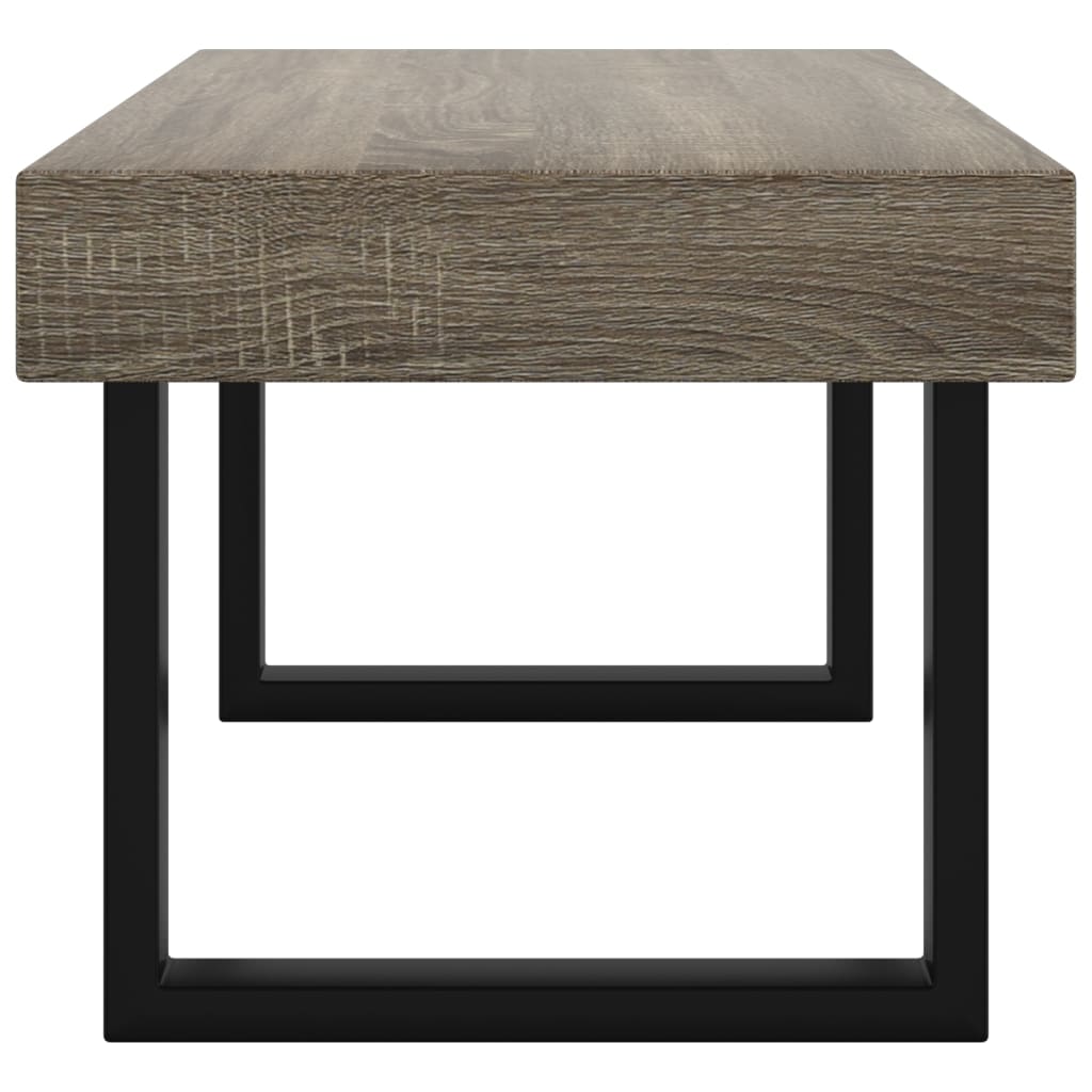 Modern Coffee Table 90x45x40 Cm MDF Top In Grey And Black With Iron Frame For Living Room - vidaXL - Home Symphony