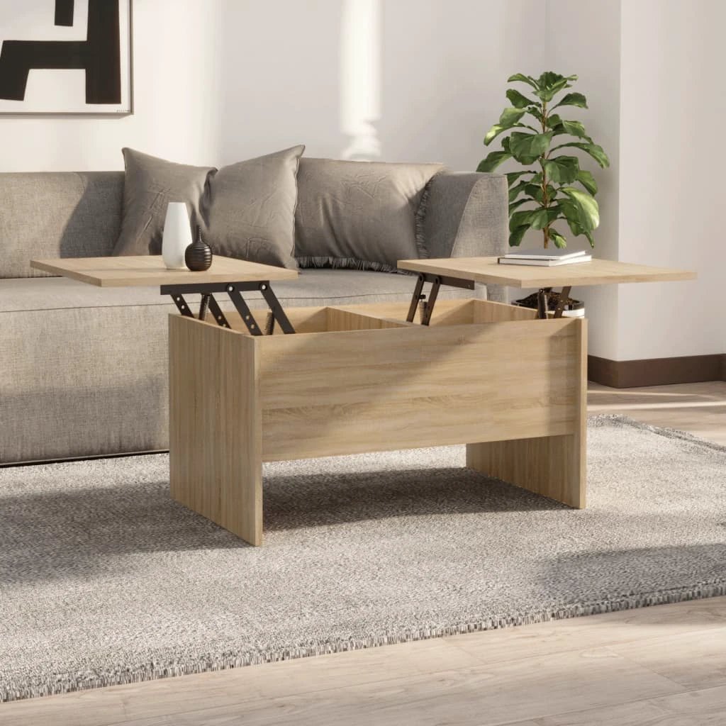 vidaXL VidaXL Coffee Table 80x50x42.5 Cm Smoked Oak Lift Top Storage Engineered Wood Living Room Decor - Coffee Table