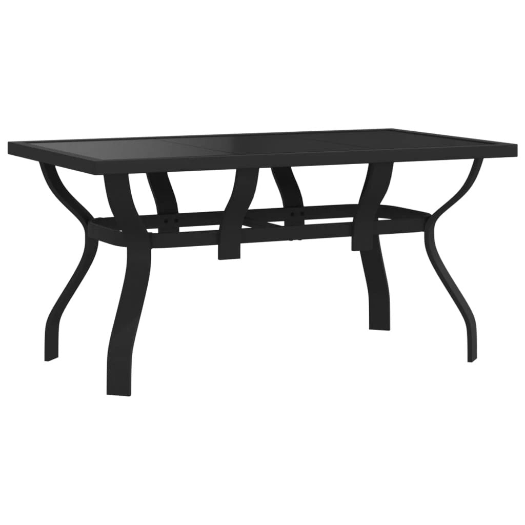 vidaXL Garden Table Black 140x70x70 cm Steel and Glass by vidaXL