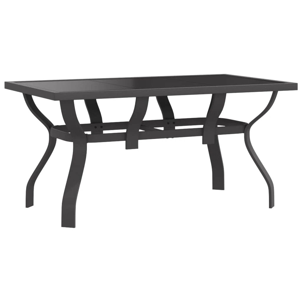 vidaXL Garden Table Black 140x70x70 cm Steel and Glass by vidaXL