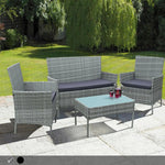 Unbranded 4 Piece Rattan Outdoor Furniture Garden Sofa Set - Garden Sofa Sets