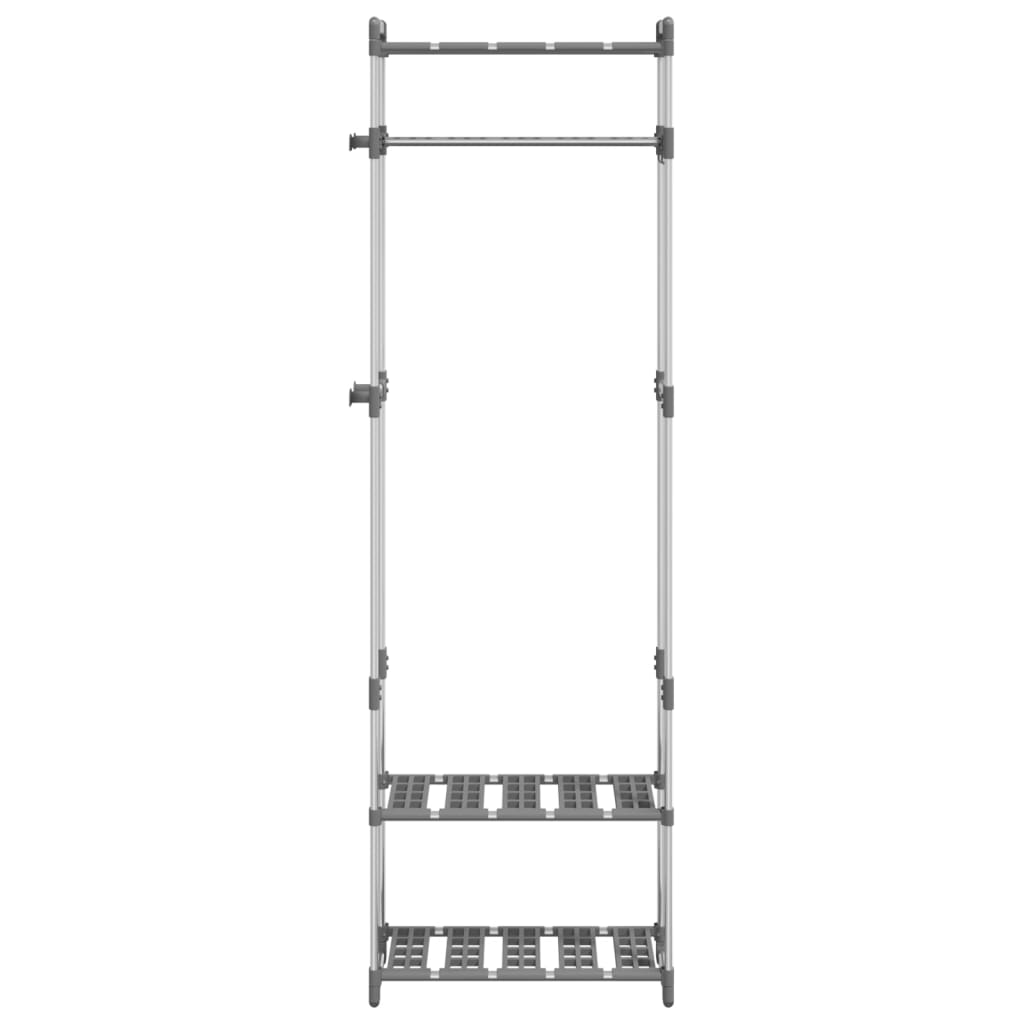 Premium Aluminium 3 Tier Clothes Rack 59x29x192 Cm With Hanging Rail And 3 Shelves For Home Use - vidaXL - Home Symphony