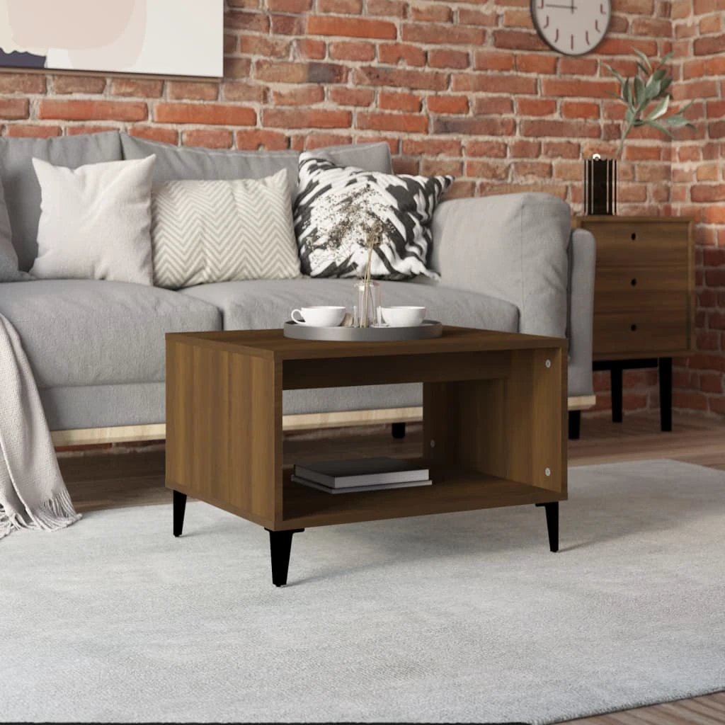 vidaXL VidaXL Coffee Table 60x50x40 Cm Smoked Oak Finish Engineered Wood For Modern Living Rooms - Coffee Table