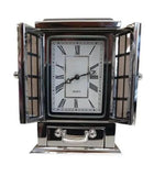 Miniture Miniature Clock Rectangle Silver Plated Solid Brass IMP40S - CLEARANCE NEEDS RE-BATTERY - Clock