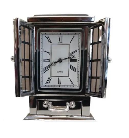 Miniture Miniature Clock Rectangle Silver Plated Solid Brass IMP40S - CLEARANCE NEEDS RE-BATTERY - Clock