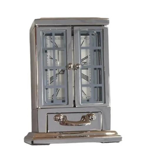 Miniture Miniature Clock Rectangle Silver Plated Solid Brass IMP40S - CLEARANCE NEEDS RE-BATTERY - Clock