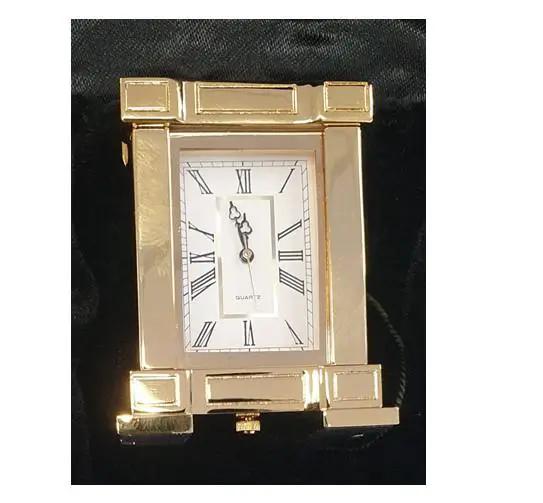 Miniture Miniature Clock Rectangle French Mantel Gold Polished Solid Brass IMP38 - CLEARANCE NEEDS RE-BATTERY - Clock
