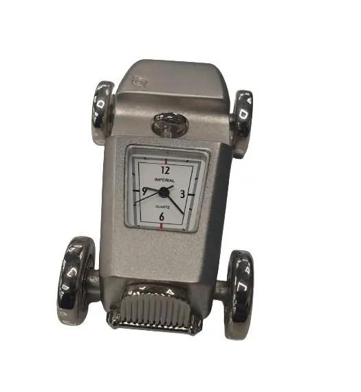 Miniture Miniature Clock Silver Plated Car Solid Brass IMP66 - CLEARANCE NEEDS RE-BATTERY - Clock