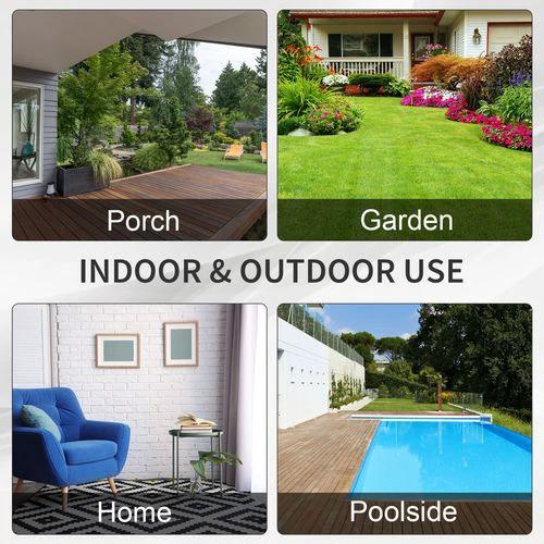 3 Seater Rattan Sofa Brown Wicker Weave Metal Frame Chair Outdoor Furniture by Outsunny