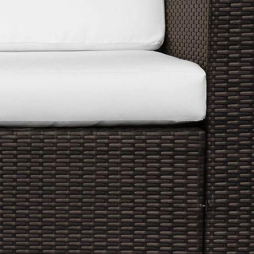 Outsunny 3 Seater Rattan Sofa Brown Wicker Weave Metal Frame Chair Outdoor Furniture - Garden Sofa Sets