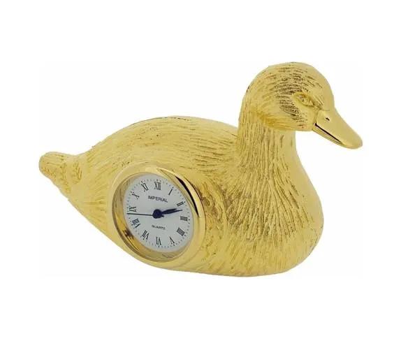 Miniture Miniature Clock Gold Plated Duck Solid Brass IMP92 - CLEARANCE NEEDS RE-BATTERY - Clock