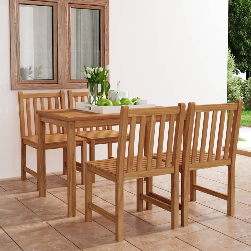 Quality Teak Garden Dining Set 5 Piece Durable Outdoor Patio - vidaXL - Home Symphony