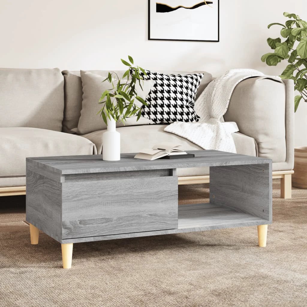 vidaXL Coffee Table 90x50x36.5 cm Engineered Wood With Drawer And Open Shelf For Modern Living Rooms by vidaXL