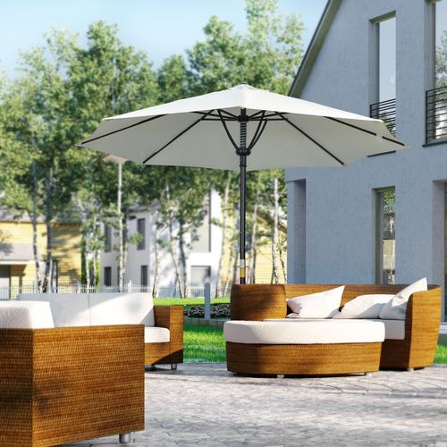 Outsunny Outdoor Market Table Parasol Umbrella Sun Shade with 8 Ribs, Cream - Home Symphony