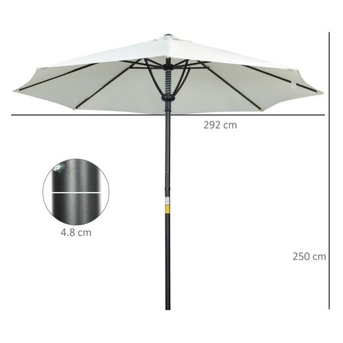 Outsunny Outdoor Market Table Parasol Umbrella Sun Shade with 8 Ribs, Cream - Home Symphony