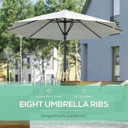 Outsunny Outdoor Market Table Parasol Umbrella Sun Shade with 8 Ribs, Cream - Home Symphony