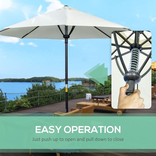 Outsunny Outdoor Market Table Parasol Umbrella Sun Shade with 8 Ribs, Cream - Home Symphony