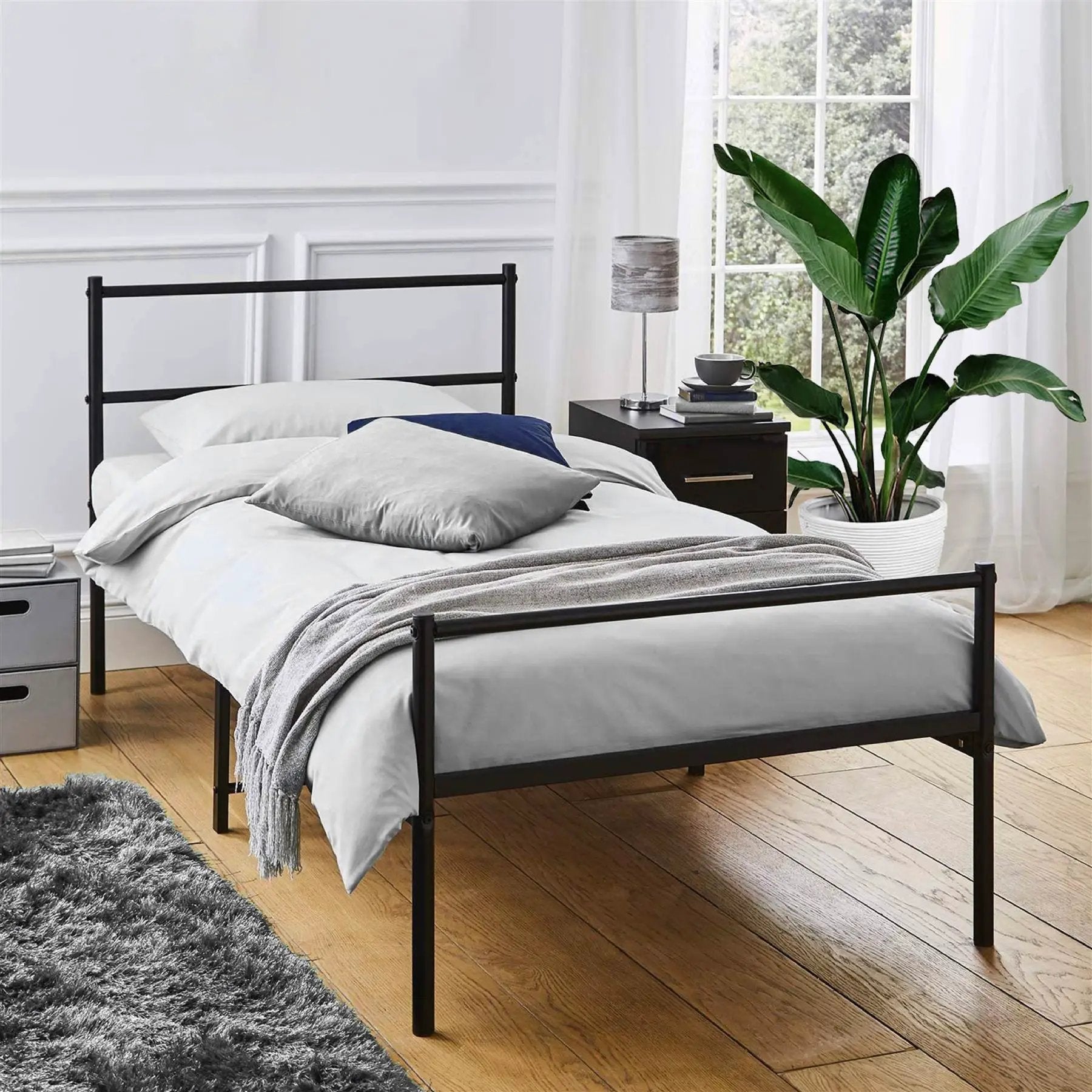 House of Home Extra Strong Single Metal Bed Frame In Black - Improved - Bed Frames