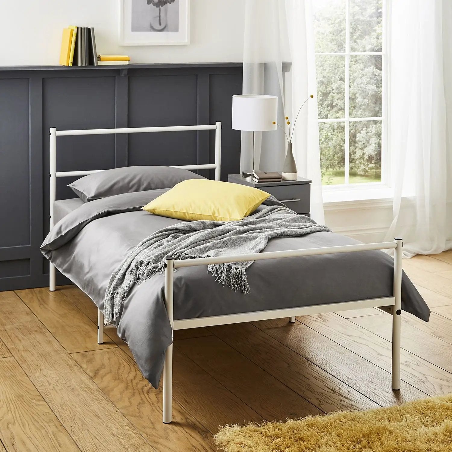 House of Home Extra Strong Single Metal Bed Frame In White - Improved - Bed Frames