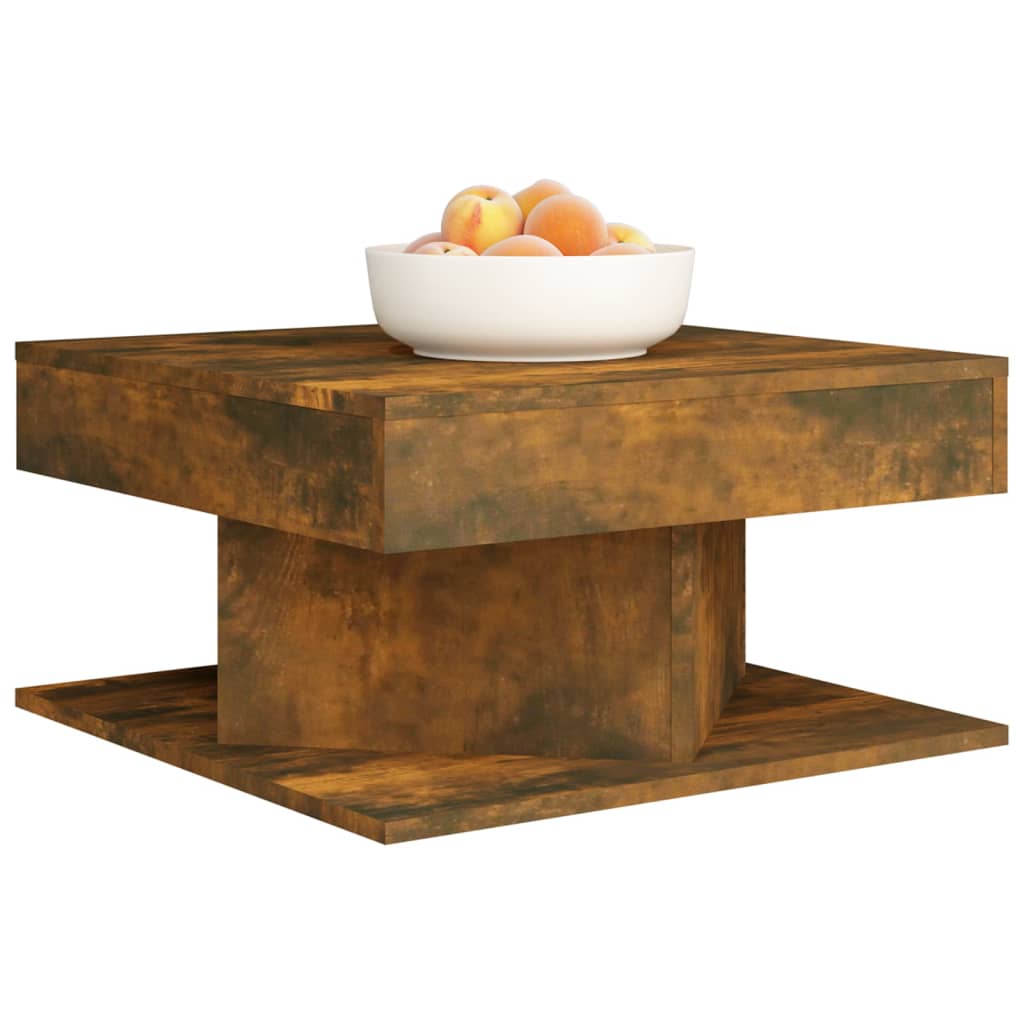 VidaXL Coffee Table 57x57x30 Cm Smoked Oak Engineered Wood With Moisture Resistant Finish Living Room Decor by vidaXL