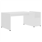 vidaXL VidaXL Coffee Table 90x45x35 Cm White Engineered Wood Openwork Geometric Design With Storage For Modern Living Rooms - Coffee Table