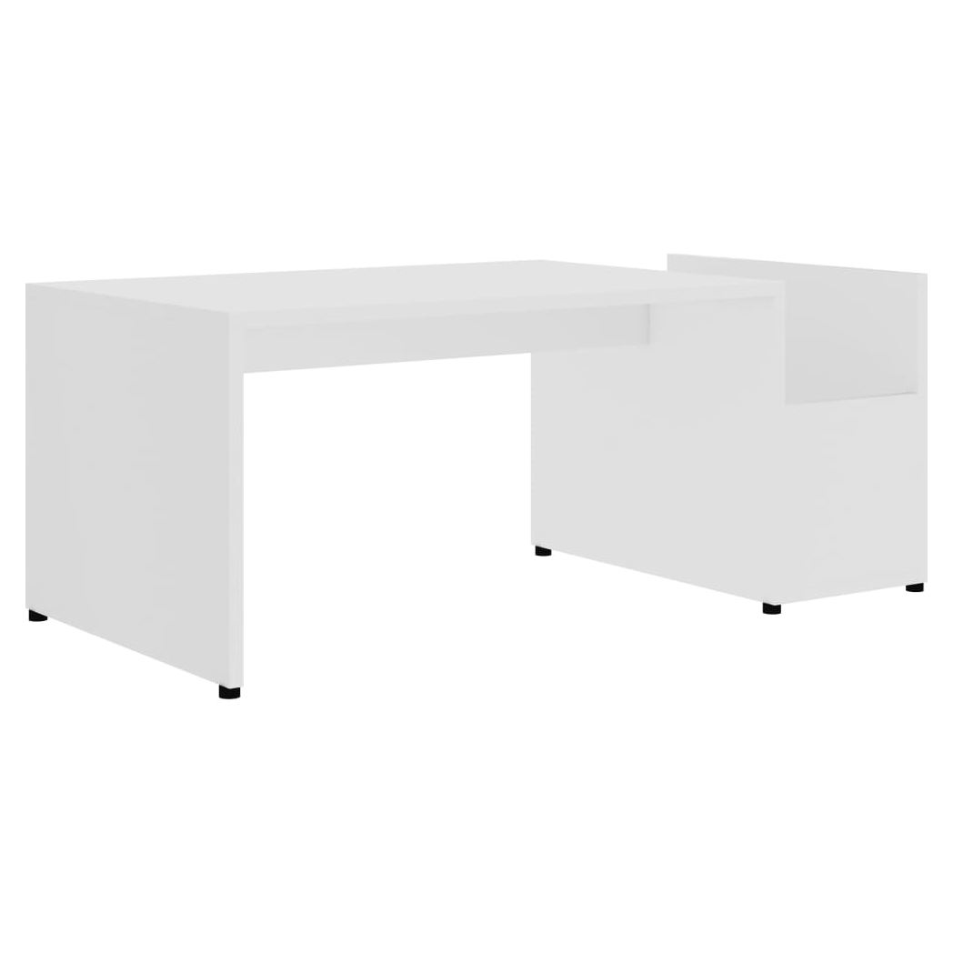vidaXL VidaXL Coffee Table 90x45x35 Cm White Engineered Wood Openwork Geometric Design With Storage For Modern Living Rooms - Coffee Table