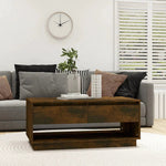 vidaXL VidaXL Coffee Table 102.5x55x44 Cm Engineered Wood Smoked Oak With Drawers For Living Room - Coffee Table