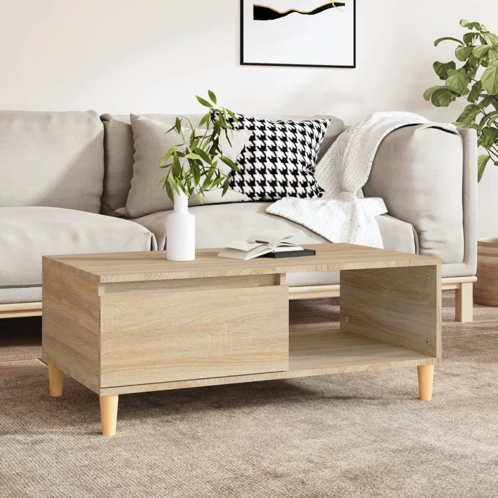 vidaXL vidaXL Coffee Table 90x50x36.5 cm Engineered Wood With Drawer And Open Shelf For Modern Living Rooms - Coffee Table