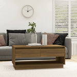 vidaXL VidaXL Coffee Table 102.5x55x44 Cm Engineered Wood Smoked Oak With Drawers For Living Room - Coffee Table