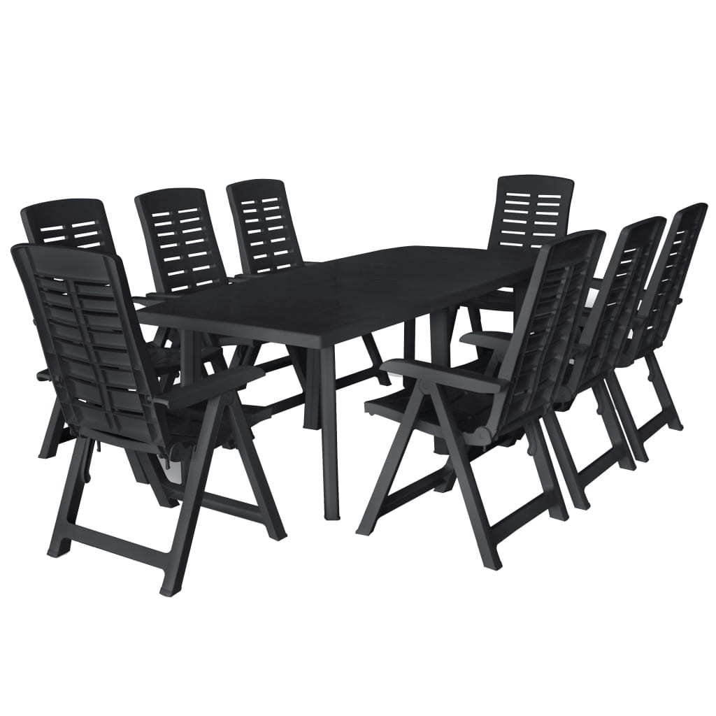 VidaXL Outdoor Dining Set 9 Lightweight Plastic Anthracite - vidaXL - Home Symphony