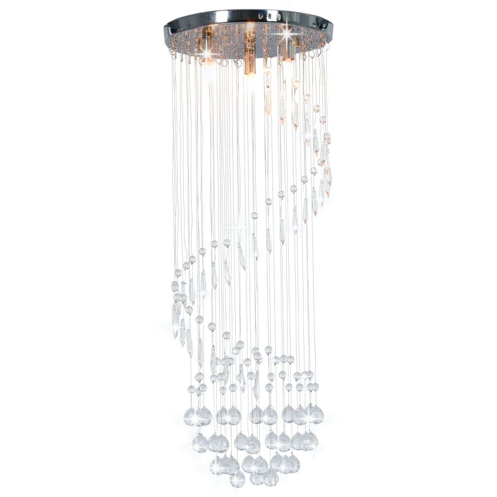 vidaXL Ceiling Lamp Crystal Beads Silver Spiral G9 Elegant Home Decor Statement Lighting - vidaXL - Home Symphony