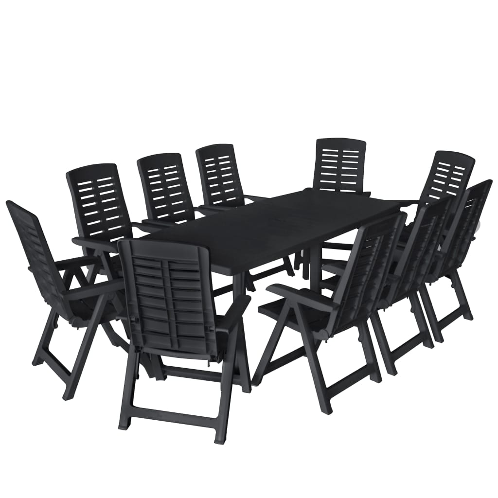 VidaXL Outdoor Dining Set 11 Piece Plastic Anthracite Patio - vidaXL - Home Symphony