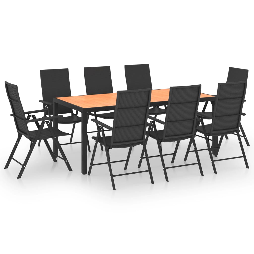 VidaXL Garden Dining Set 9 Piece Black Brown Weatherproof - vidaXL - Home Symphony