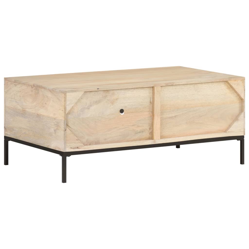 VidaXL Coffee Table 90x50x37 cm Solid Mango Wood and Natural Cane for Living Room Decor