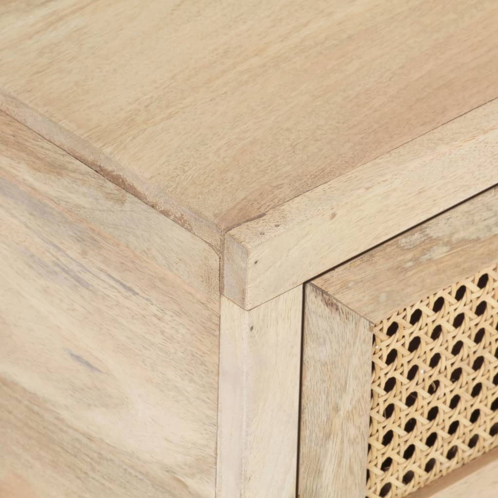 VidaXL Coffee Table 90x50x37 cm Solid Mango Wood and Natural Cane for Living Room Decor