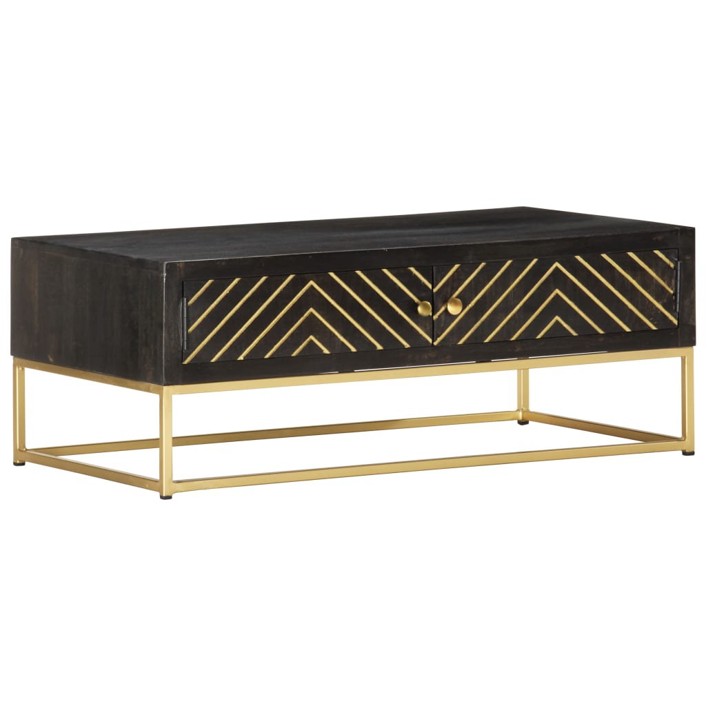 VidaXL Coffee Table 90x50x35 Black Gold Living