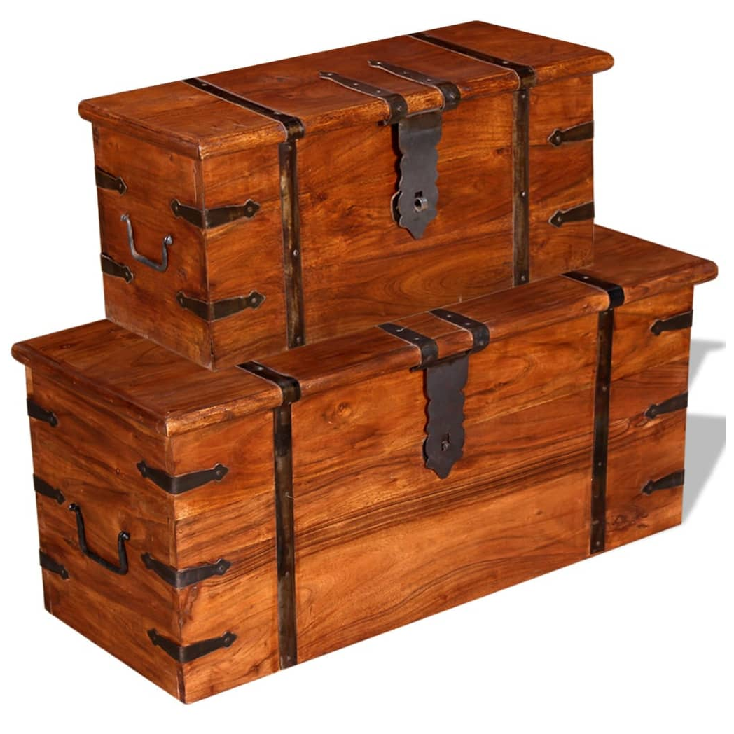 VidaXL Solid Wood Storage Chest Set Honey Finish by vidaXL