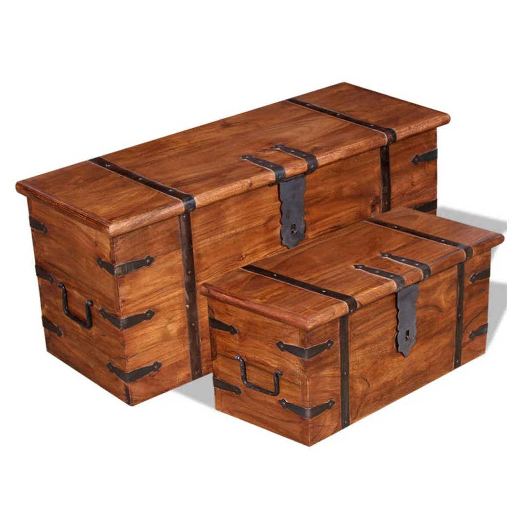 VidaXL Solid Wood Storage Chest Set Honey Finish by vidaXL