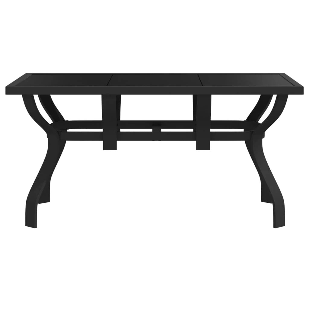 vidaXL vidaXL Garden Table Black 140x70x70 cm Steel and Glass - Garden Table