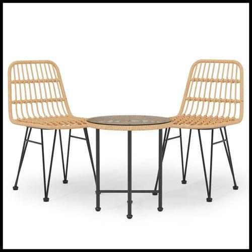 vidaXL vidaXL 3 Piece Garden Dining Set with Weather Resistant Poly Rattan for Outdoor Entertaining - Garden Set