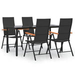 vidaXL vidaXL 5 Piece Garden Dining Set Black and Brown Poly Rattan - Garden Set