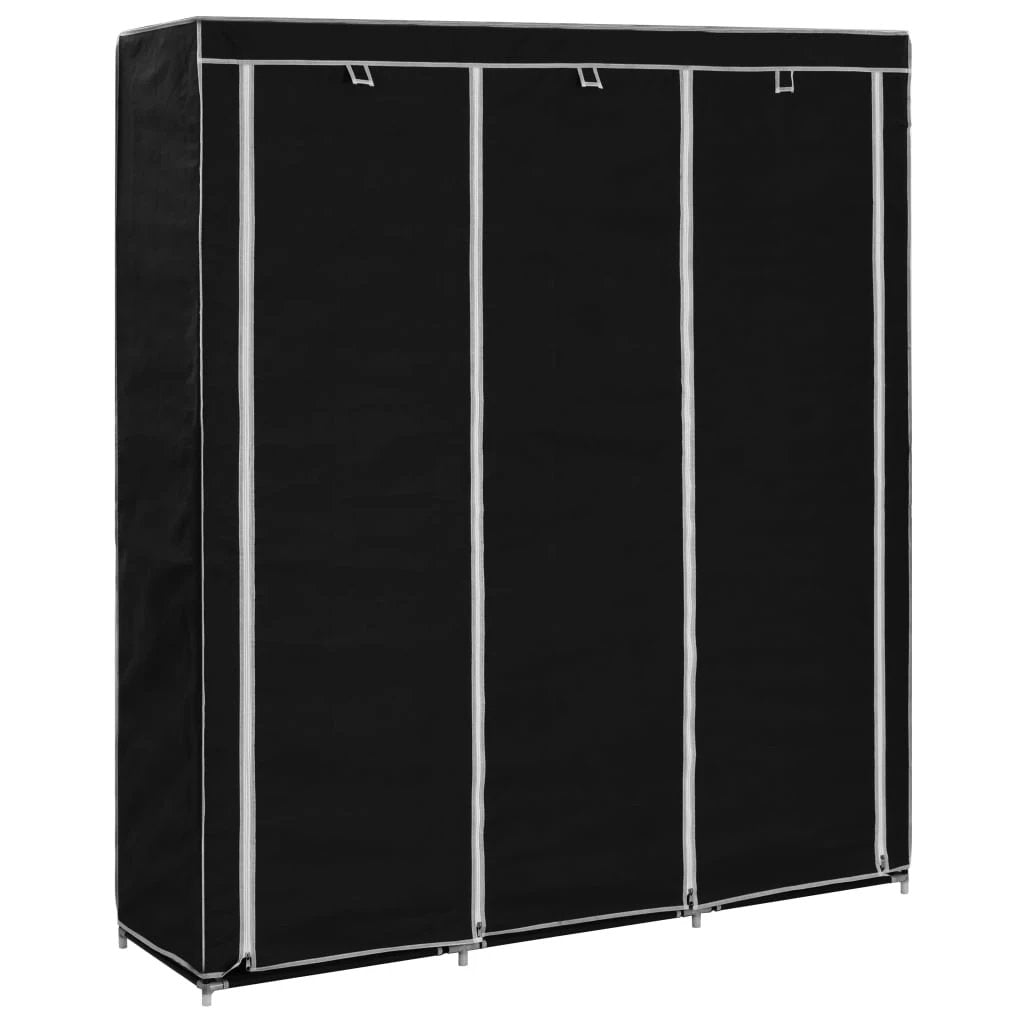 vidaXL vidaXL Wardrobe with Compartments and Rods Black 150x45x175 cm Fabric - Wardrobe