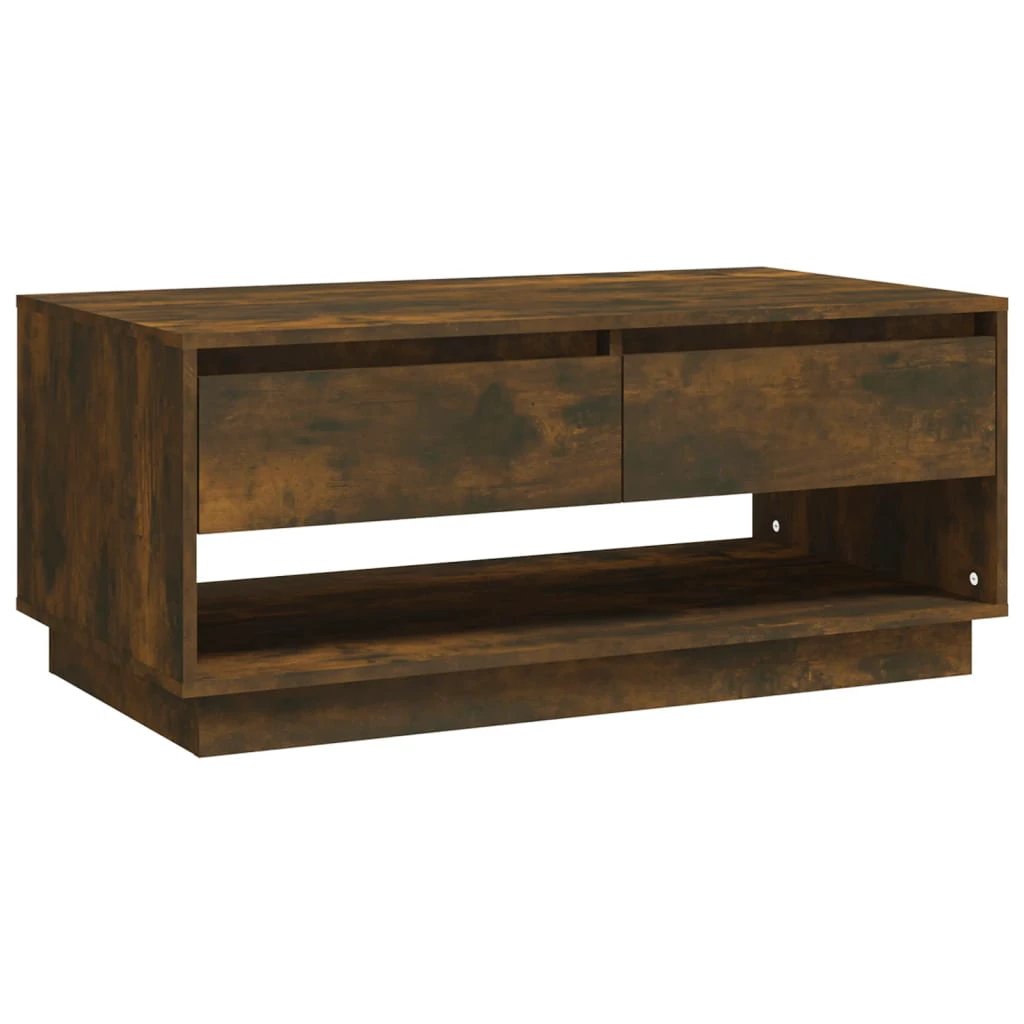vidaXL VidaXL Coffee Table 102.5x55x44 Cm Engineered Wood Smoked Oak With Drawers For Living Room - Coffee Table