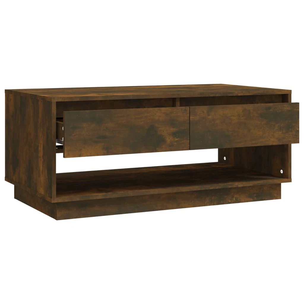 VidaXL Coffee Table 102.5x55x44 Cm Engineered Wood Smoked Oak With Drawers For Living Room by vidaXL